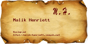 Malik Henriett névjegykártya